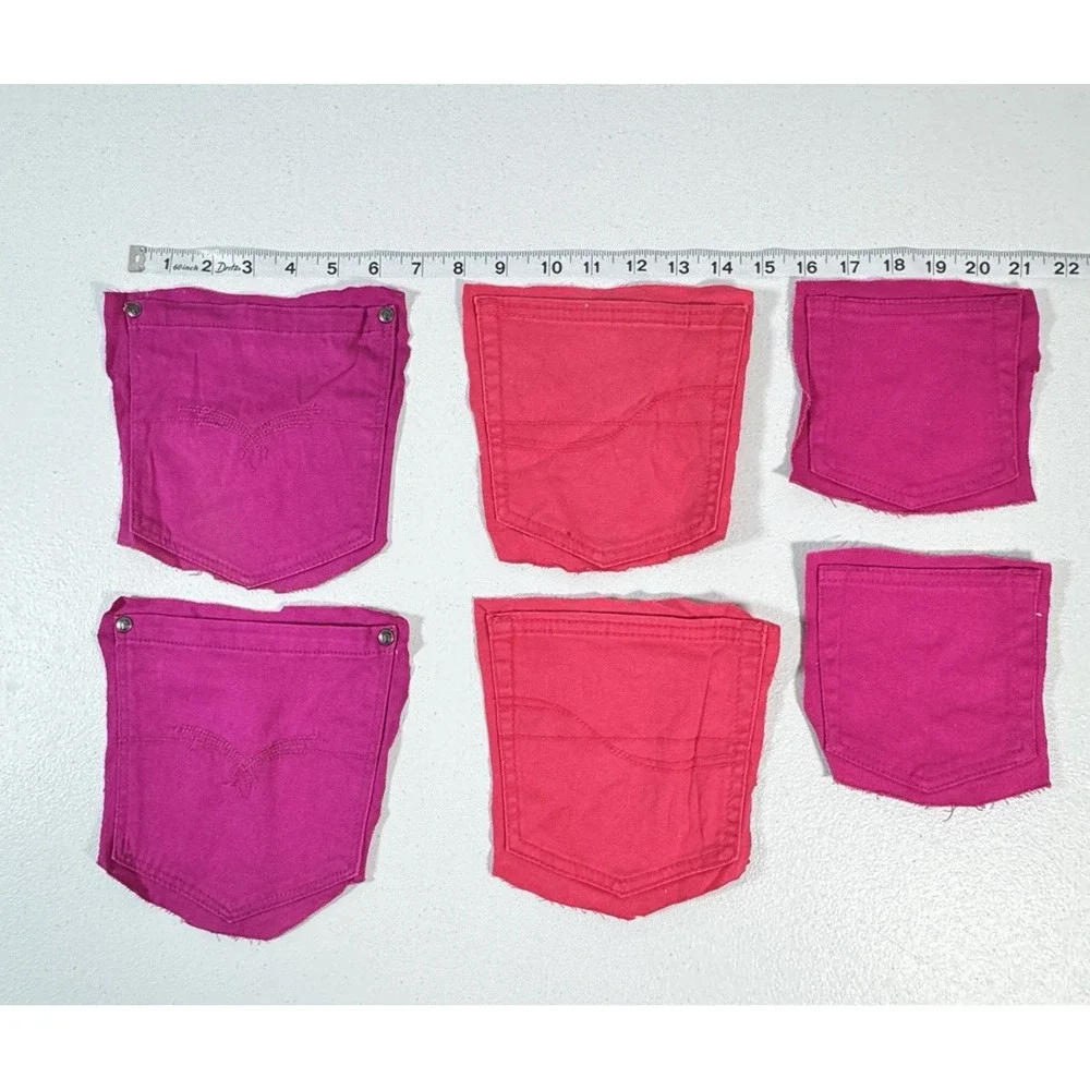 Denim Pockets For Crafts Pink 17 Pairs